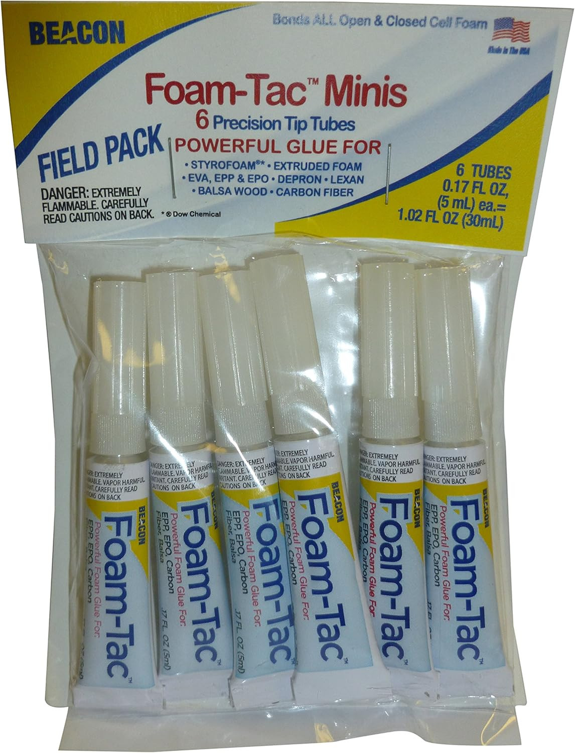 Beacon Adhesives Foam-Tac, Adhesive, Clear, Mini-(6 Tubes)