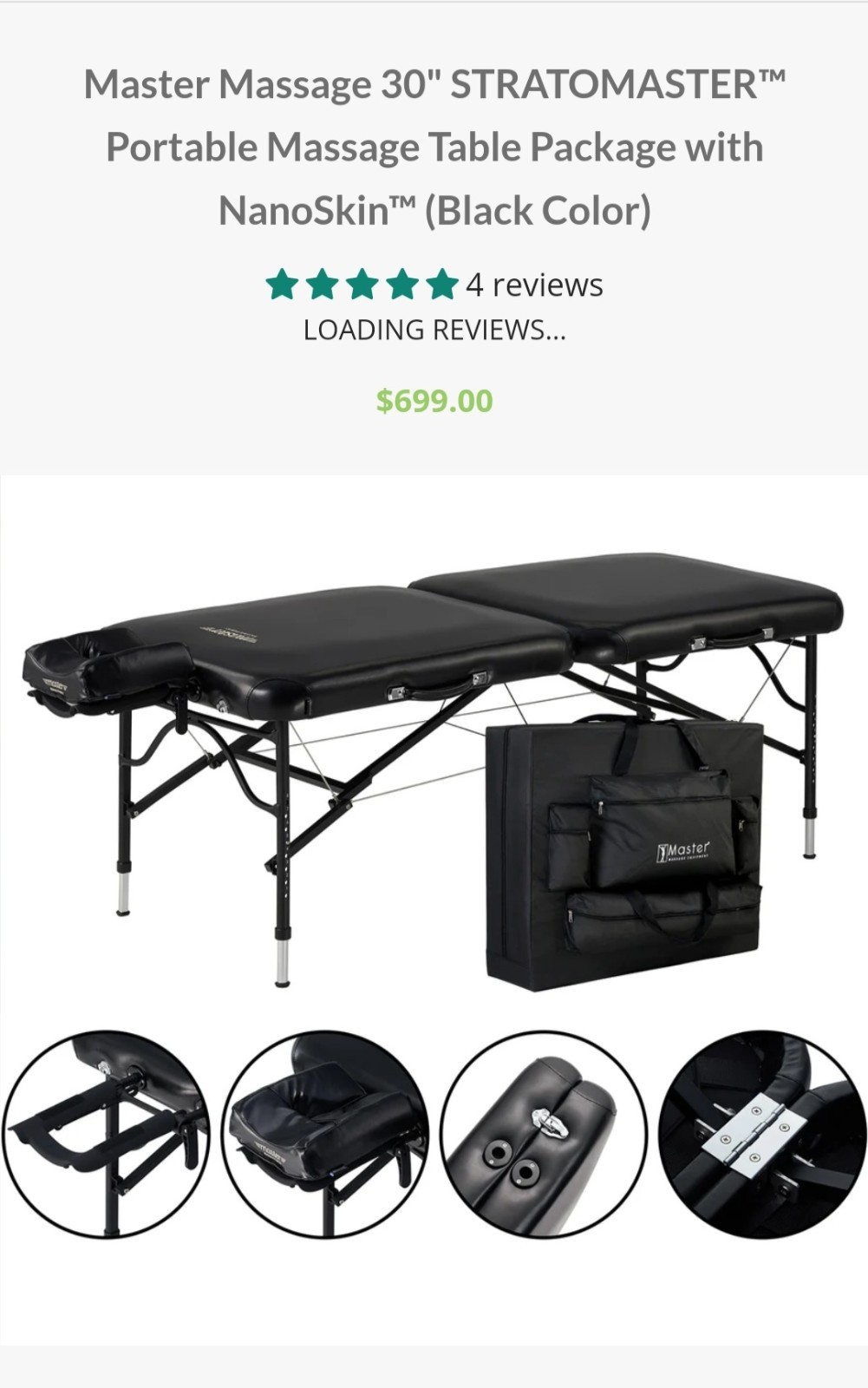 Master Massage 30" STRATOMASTER™ Portable Massage Table Package with NanoSkin