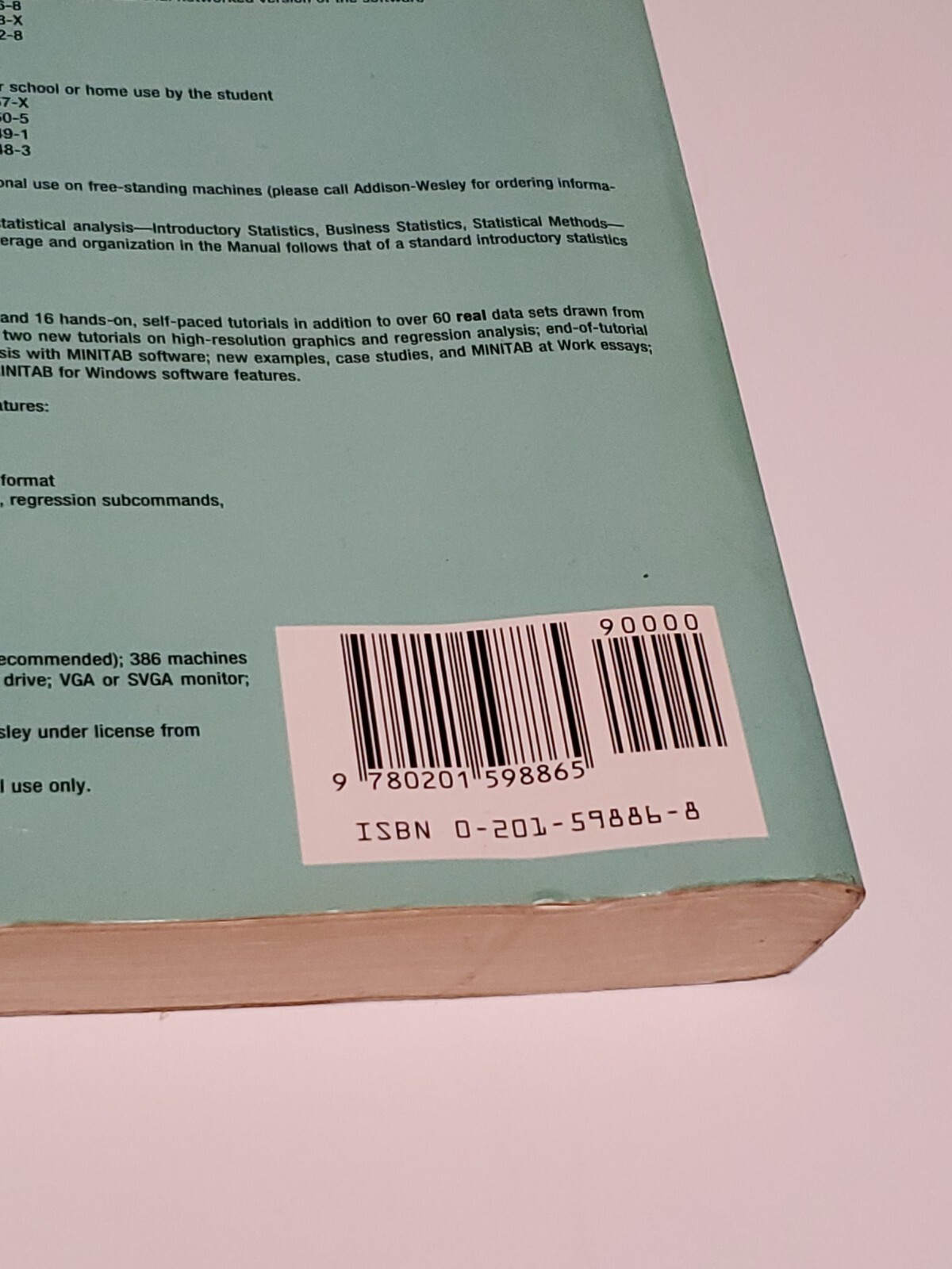 THE STUDENT EDITION OF MINITAB For WINDOWS Statistical Software 3.5 Floppy Book