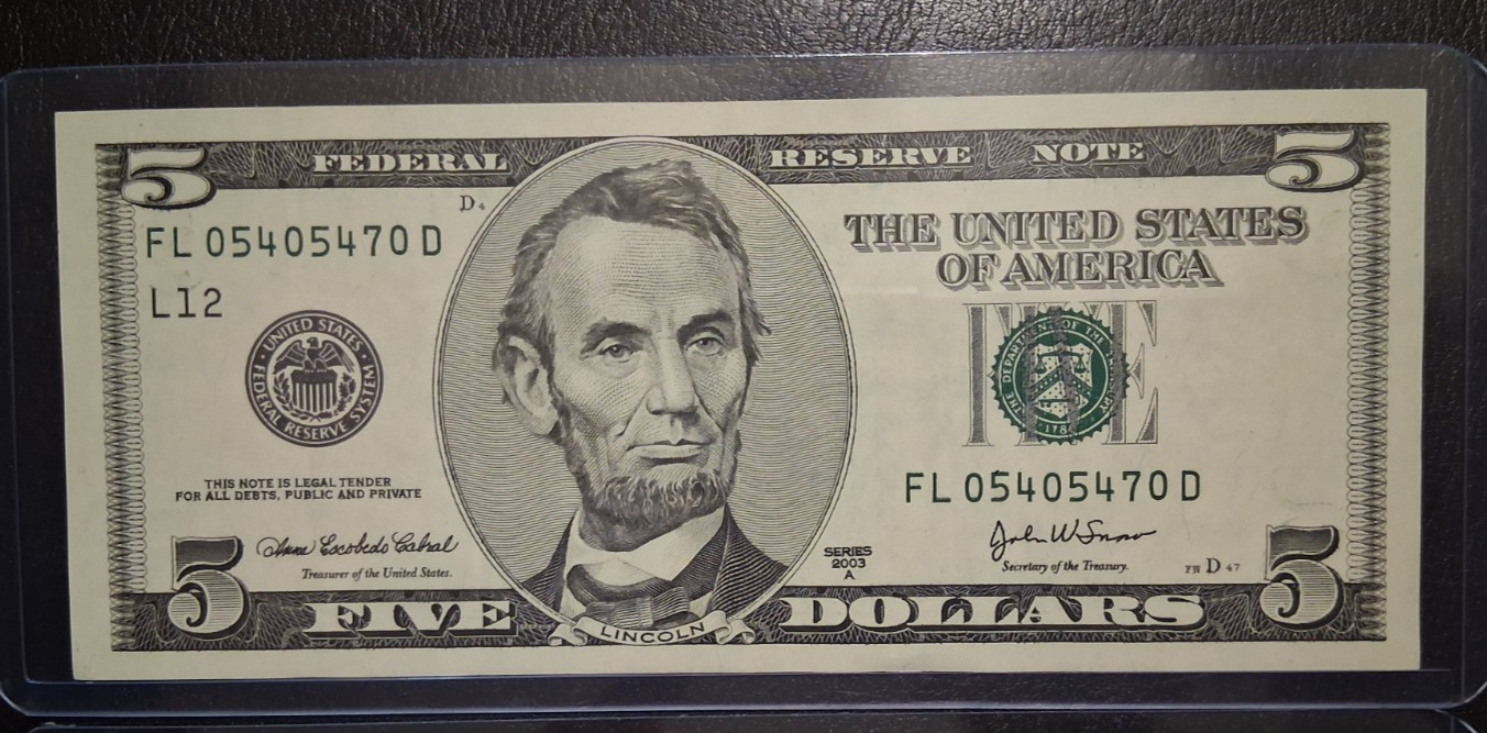 US TEN and FIVE DOLLARS 2001-2003 VF/AU