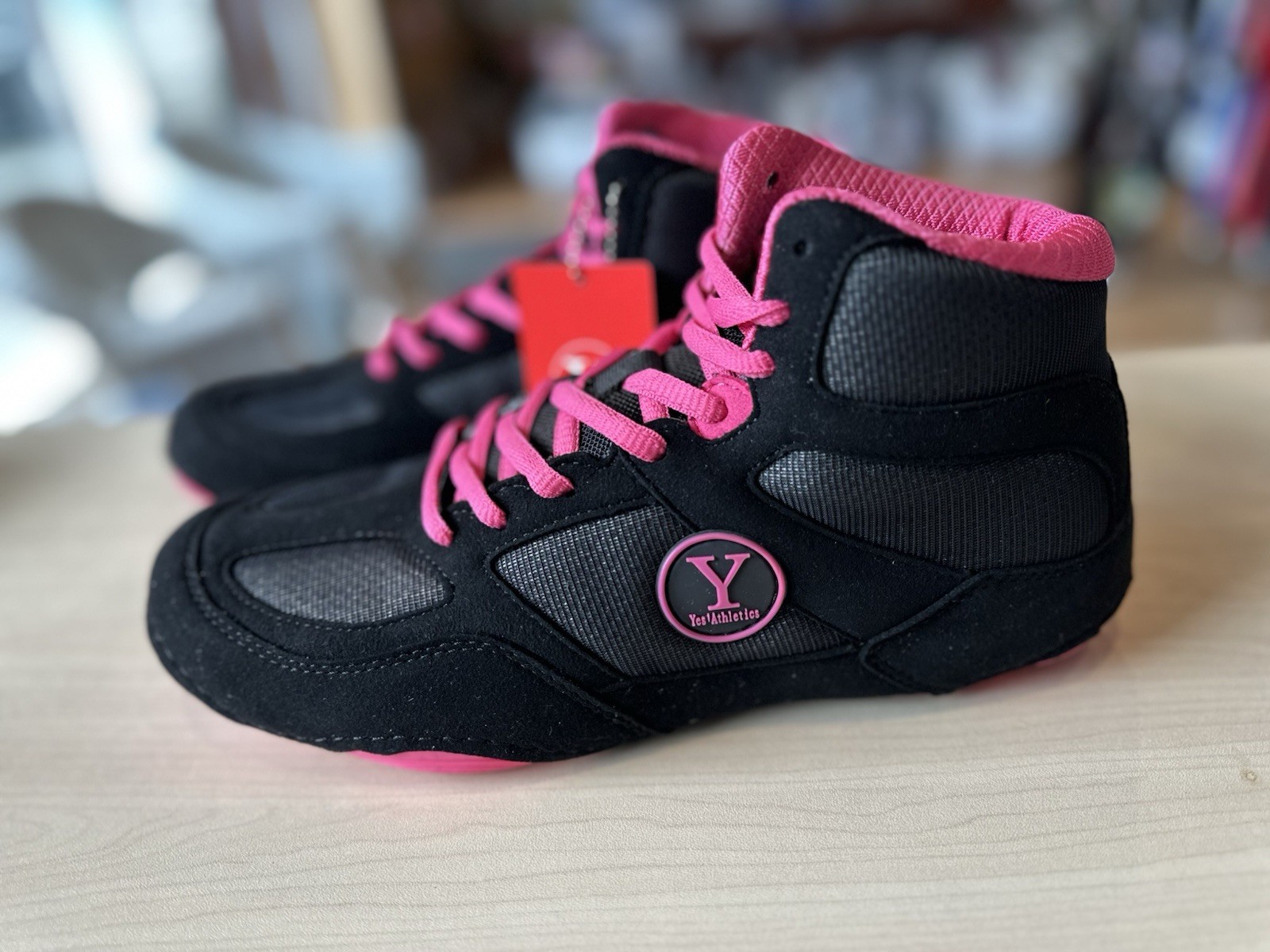 New Girls Youth Yes Wrestling Shoes Defiant 2 Black Pink Size Y 3
