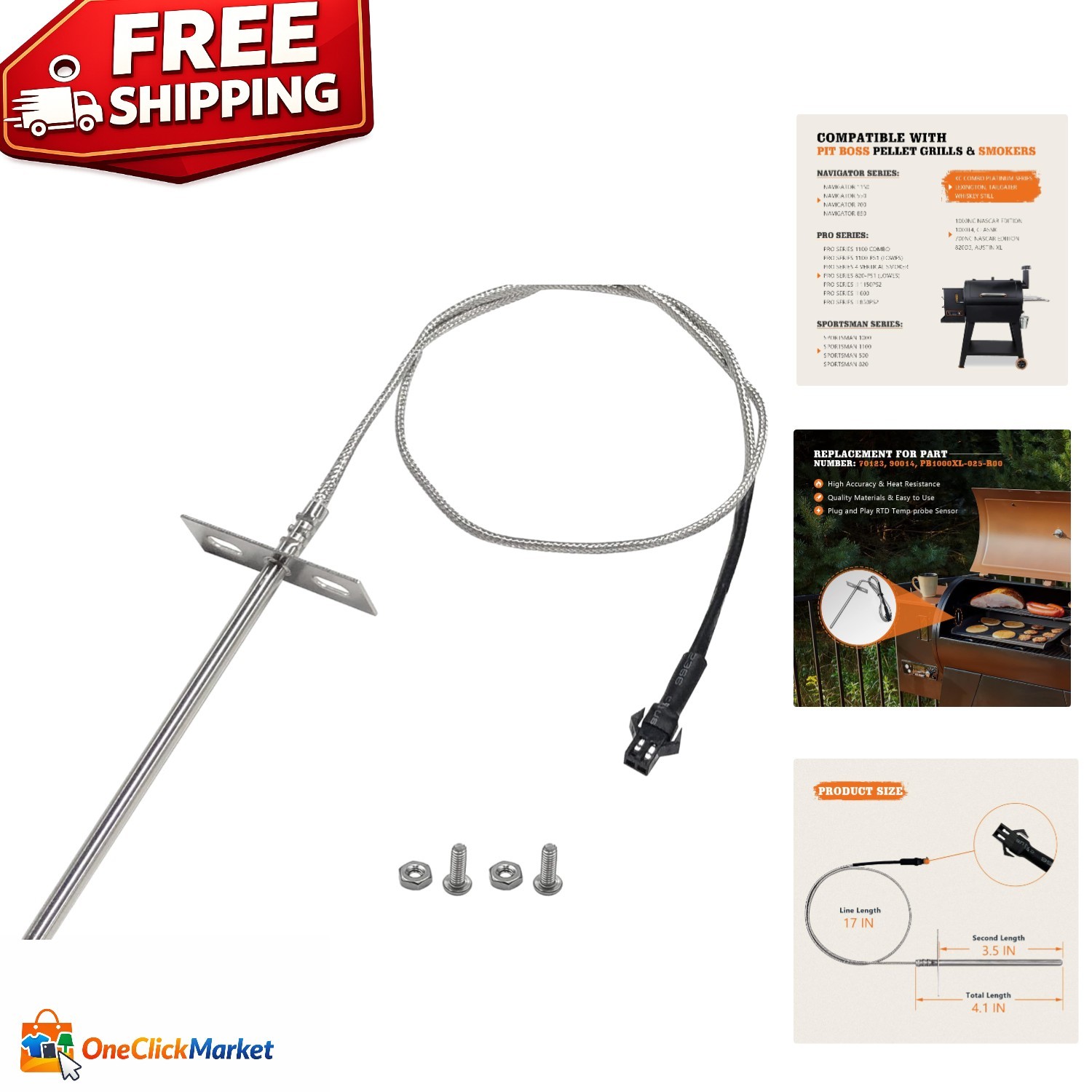 Versatile Digital Meat Thermometer with 3.5” Probe for Pit Boss Grills & Smokers