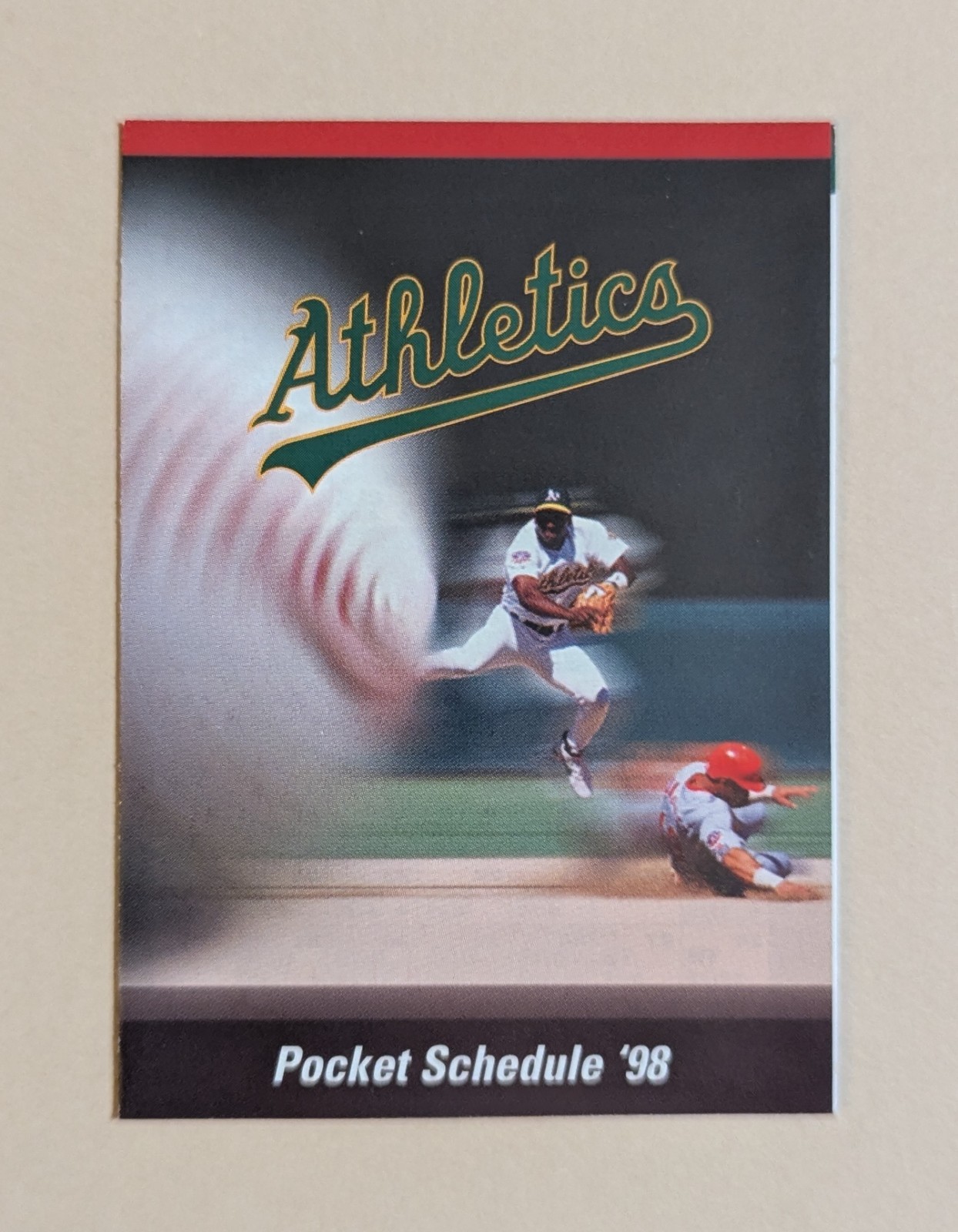 1998 Oakland Athletics Baseball Pocket Schedule MLB KNEW Radio ⚾️⚾️