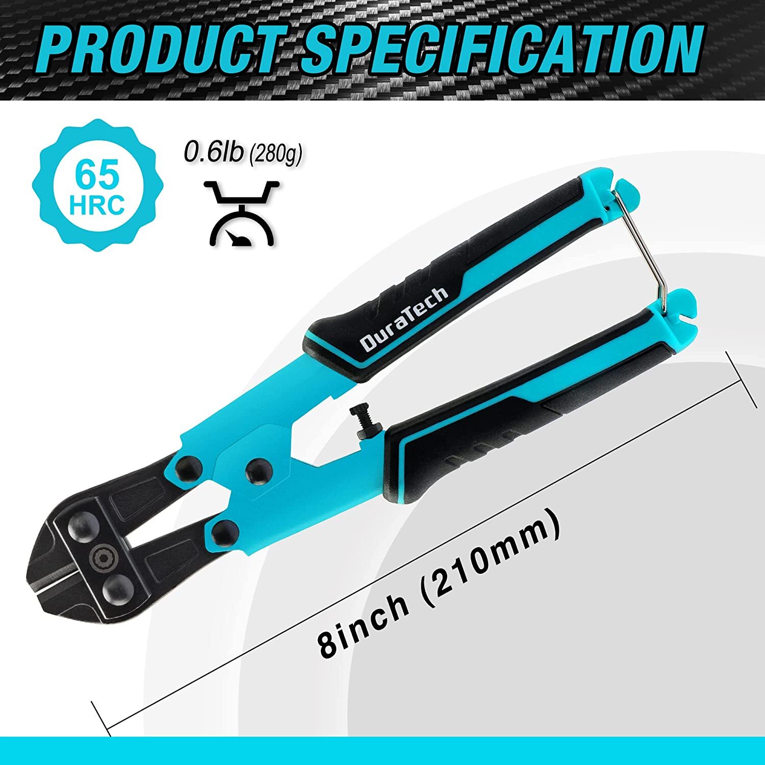 DURATECH 8" Bolt Cutter Chrome Vanadium Steel Blade for Wire Cable Security Lock