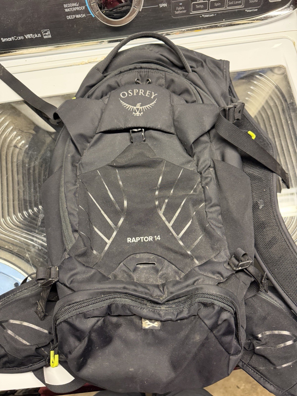 Osprey Raptor 14 Hydration Backpack Black/Green/Lime No Bladder