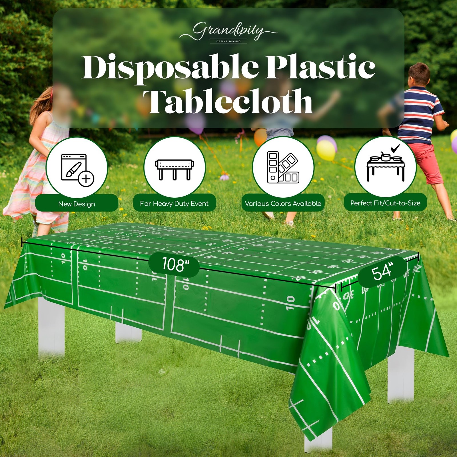 Grandipity Football Tablecloth 12Pk Rectangle (54"x108") Disposable Football ...