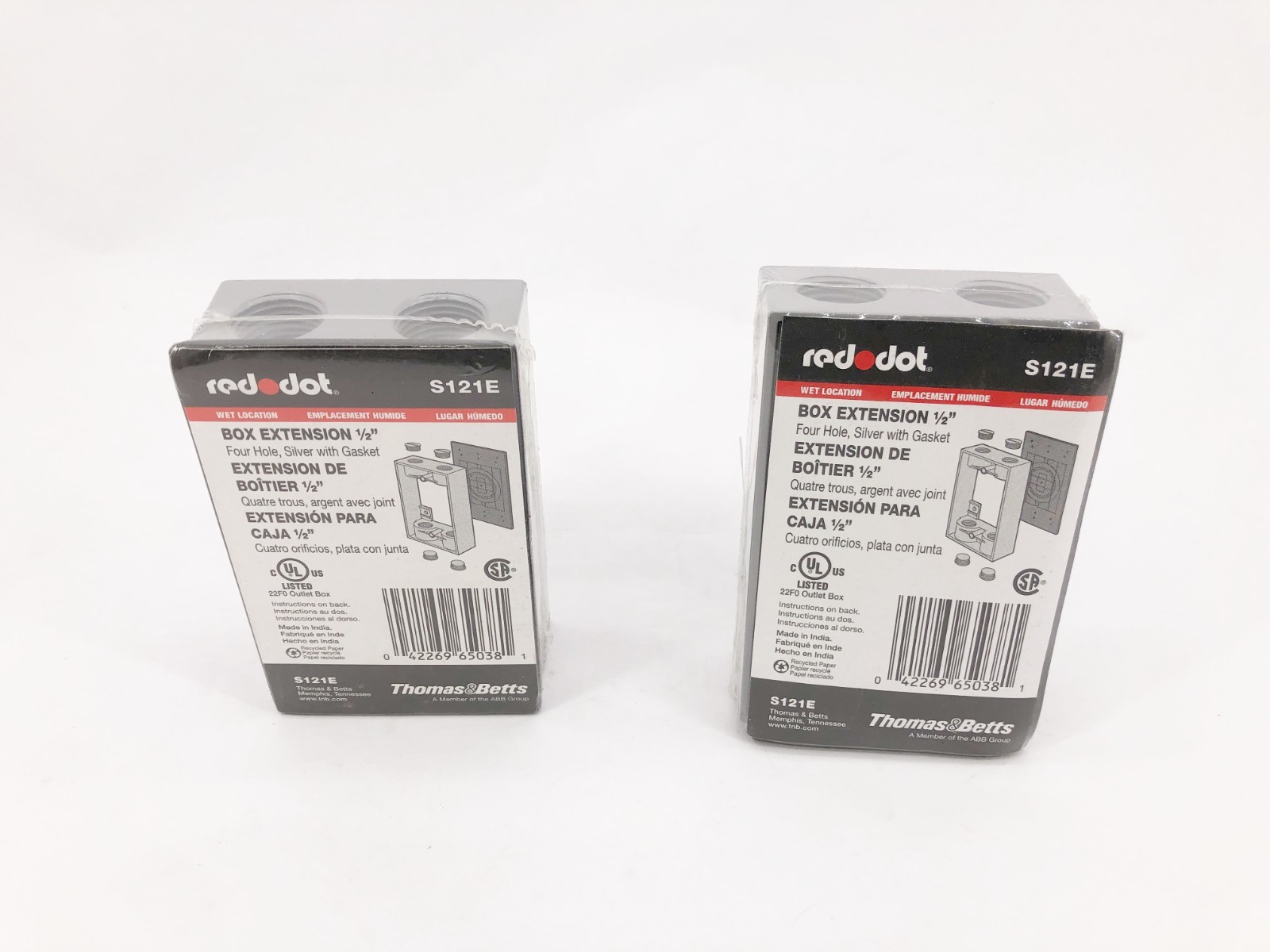 Lot of 2 New Red Dot S121E Box Extensions 1/2" Four Hole