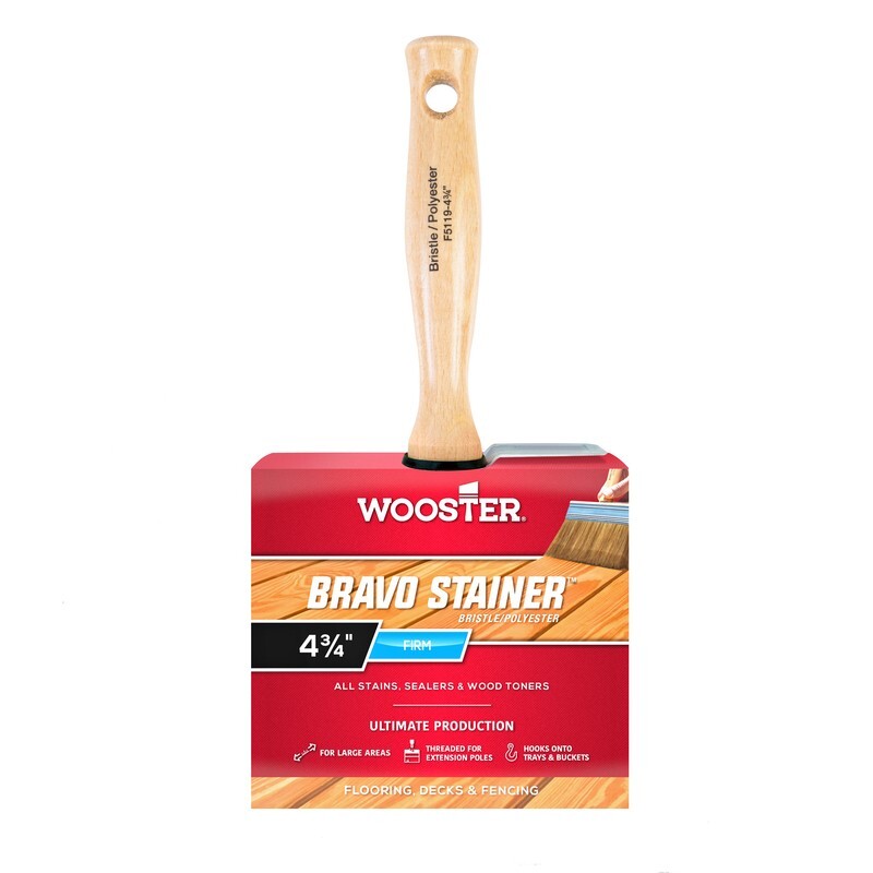 Wooster Bravo Stainer 4-3/4 in. Flat Paint Brush Polyester/White China Bristles