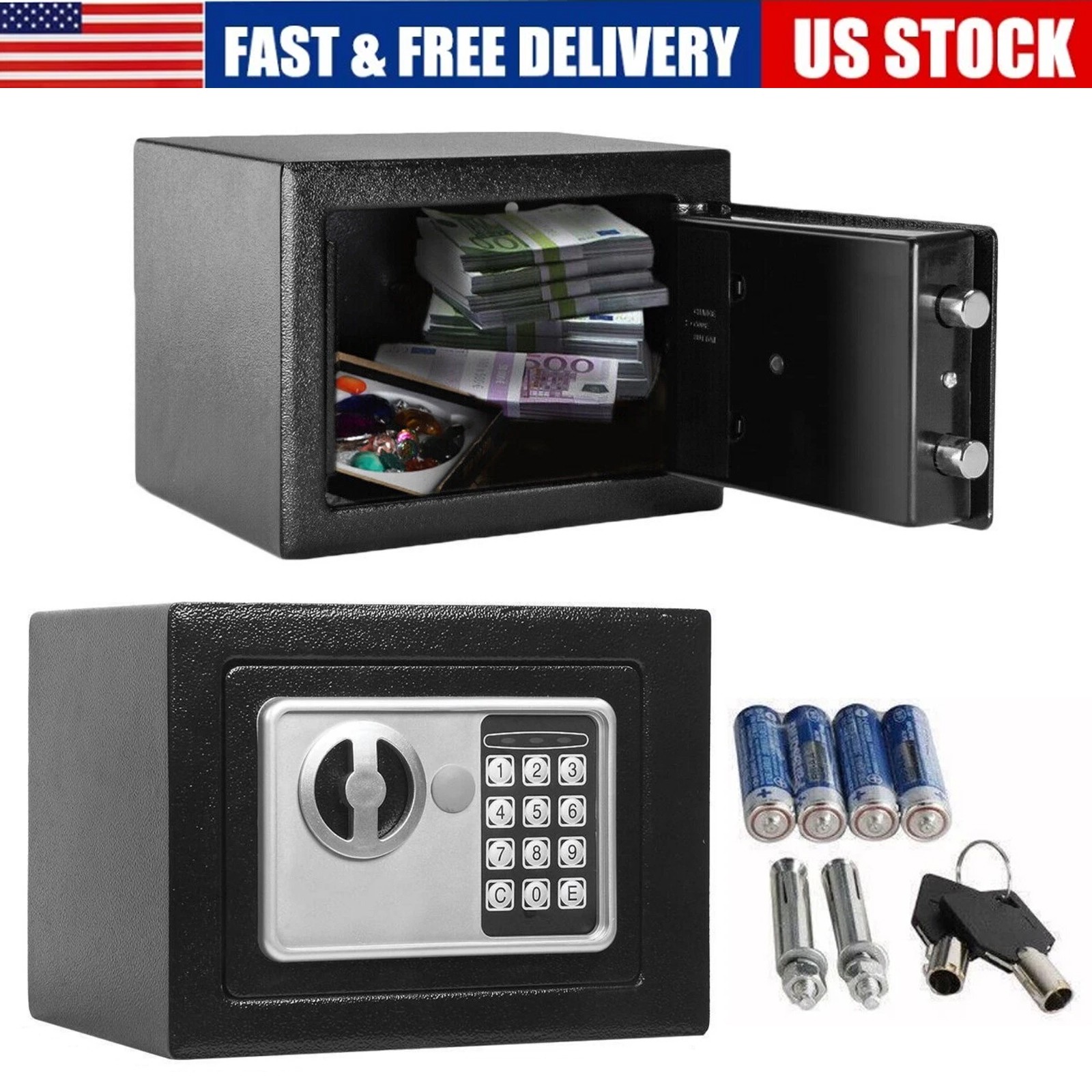 Digital Electronic Safe Box Keypad Lock Security Home Office Cash Jewelry Gun US