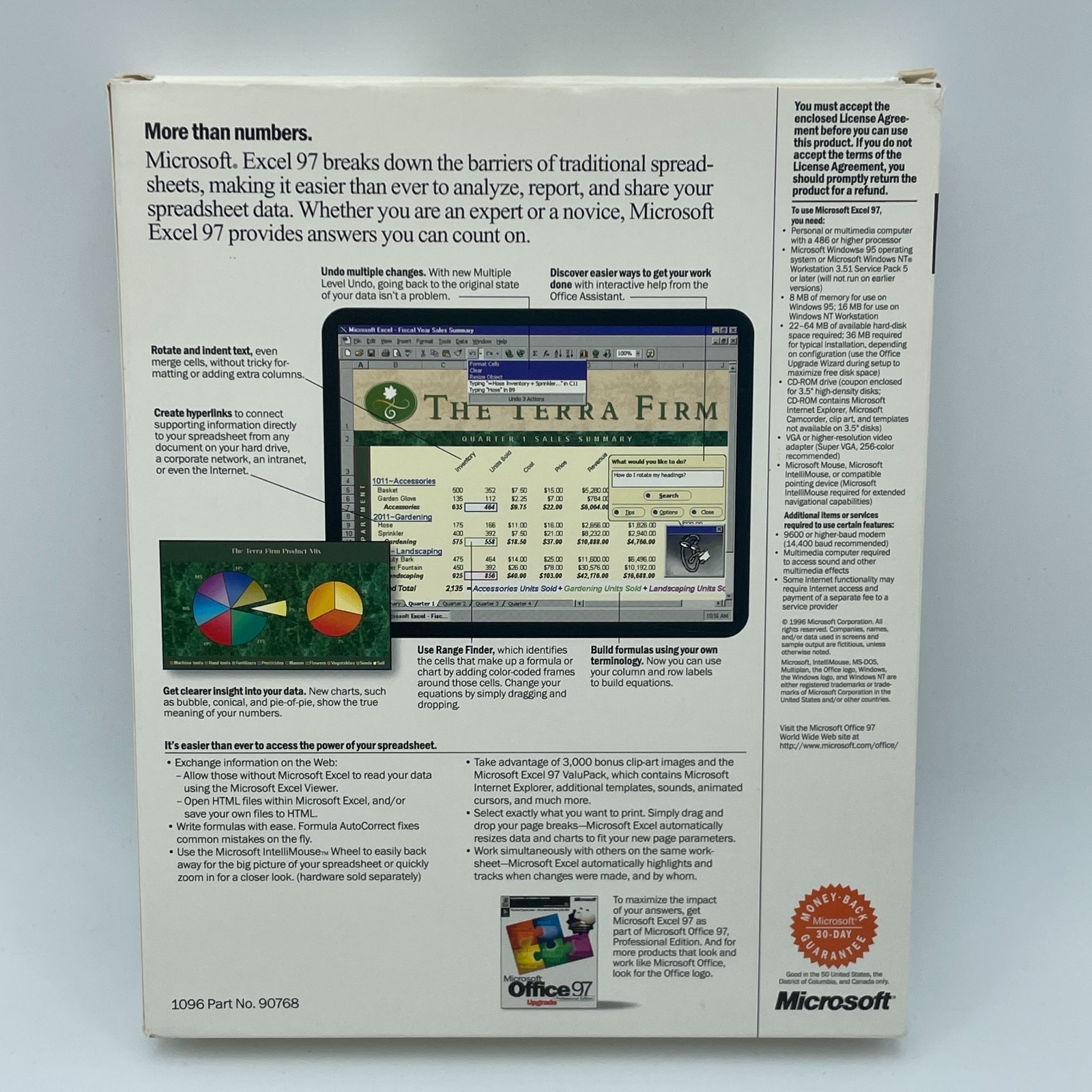 MICROSOFT Excel 97 Upgrade Windows 95 NT CD ROM Software Big Box Product Key