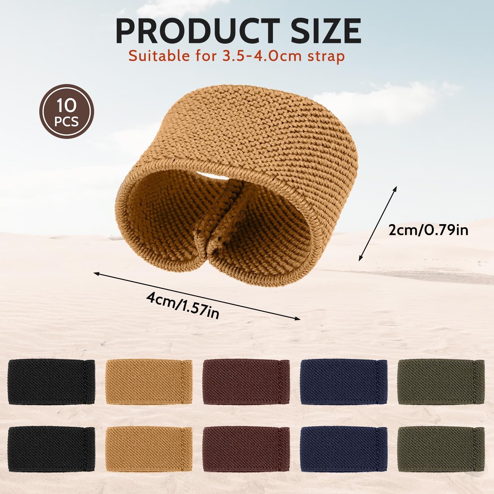Bewudy 10 Pack Elastic Belt Keeper Strap, Nylon Canvas Web Belt Elastic Loop ...