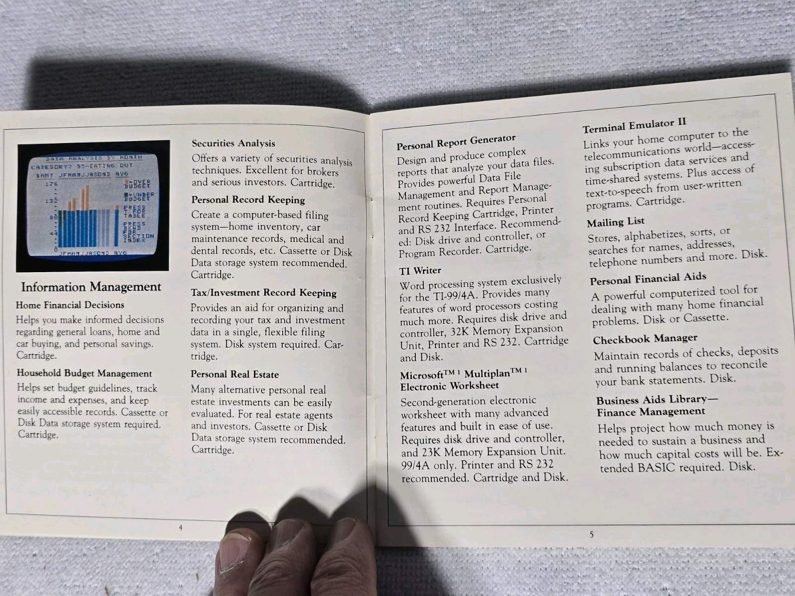 Vintag 1983 Texas Instruments Home Computer Program Library Ti99/4A Brochure 31p