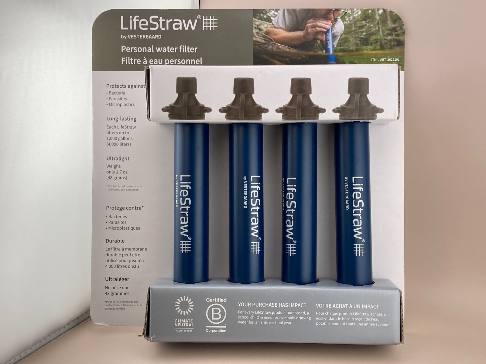 4 Pk Of LifeStraw Personal Water Filter Hiking Camping Travel Emergency NEW