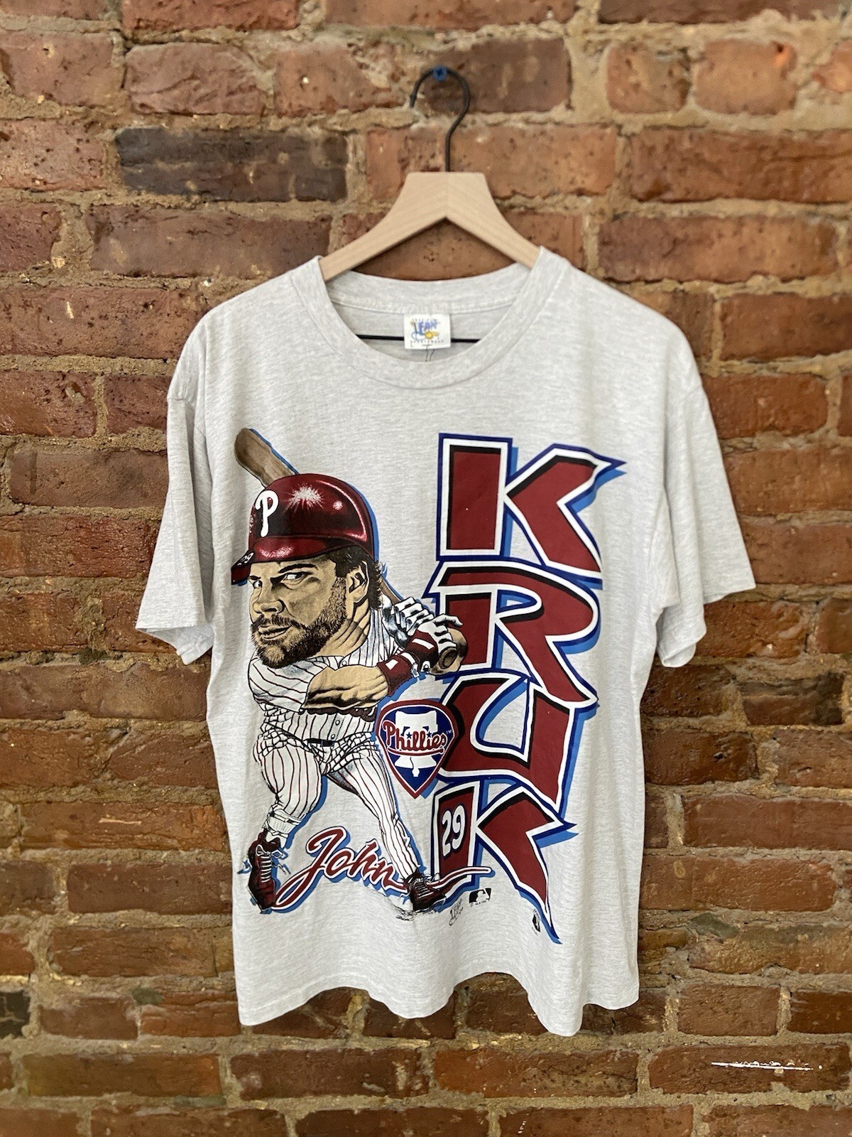 Vintage John Kruk Caricature Philadelphia Phillies Shirt Grey AN48401