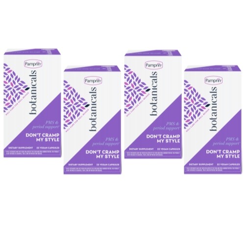 4 Pack of Pamprin Botanicals Supplement for PMS & Period Support, 22 count