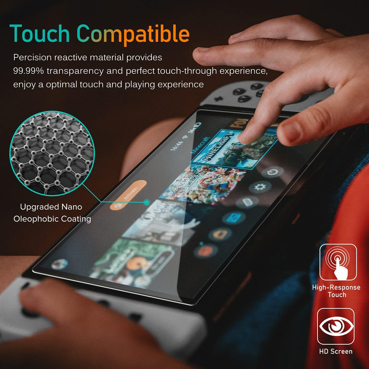 4-Pack Tempered Glass Screen Protector Designed for Nintendo Switch OLED Model 2