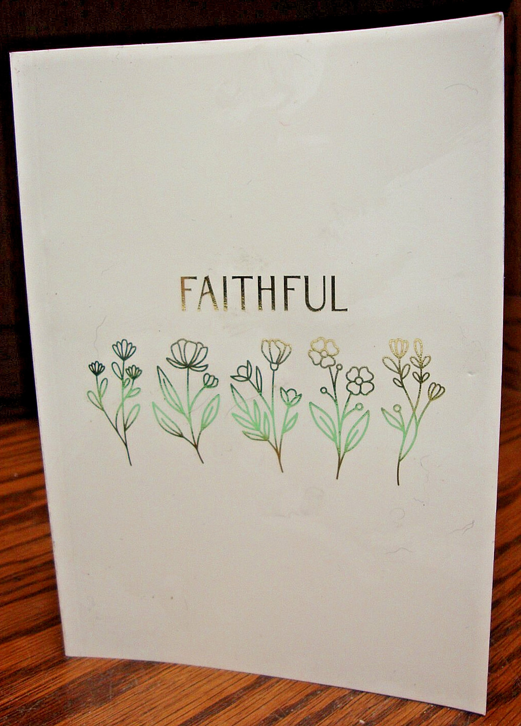 Lined Note Pad 'FAITH'  Off White Color w/Floral Designs 7"x 5"Compact Size  i31