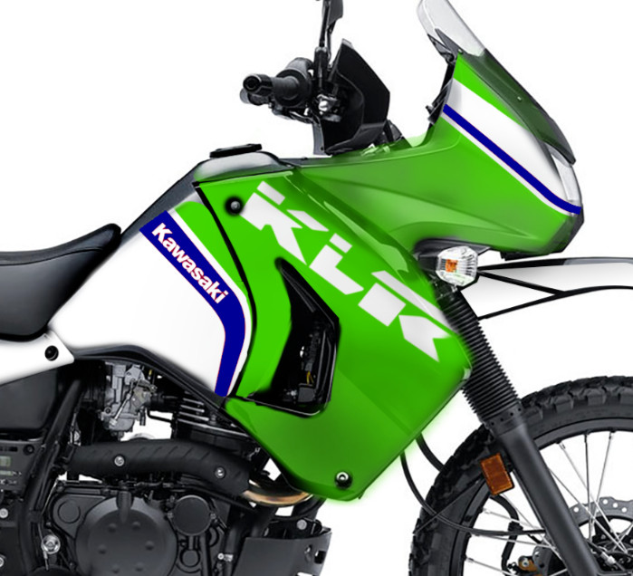 KAWASAKI KLR650 GRAPHICS KIT RETRO WHITE GREEN 1993 FIT 2008 - 2018