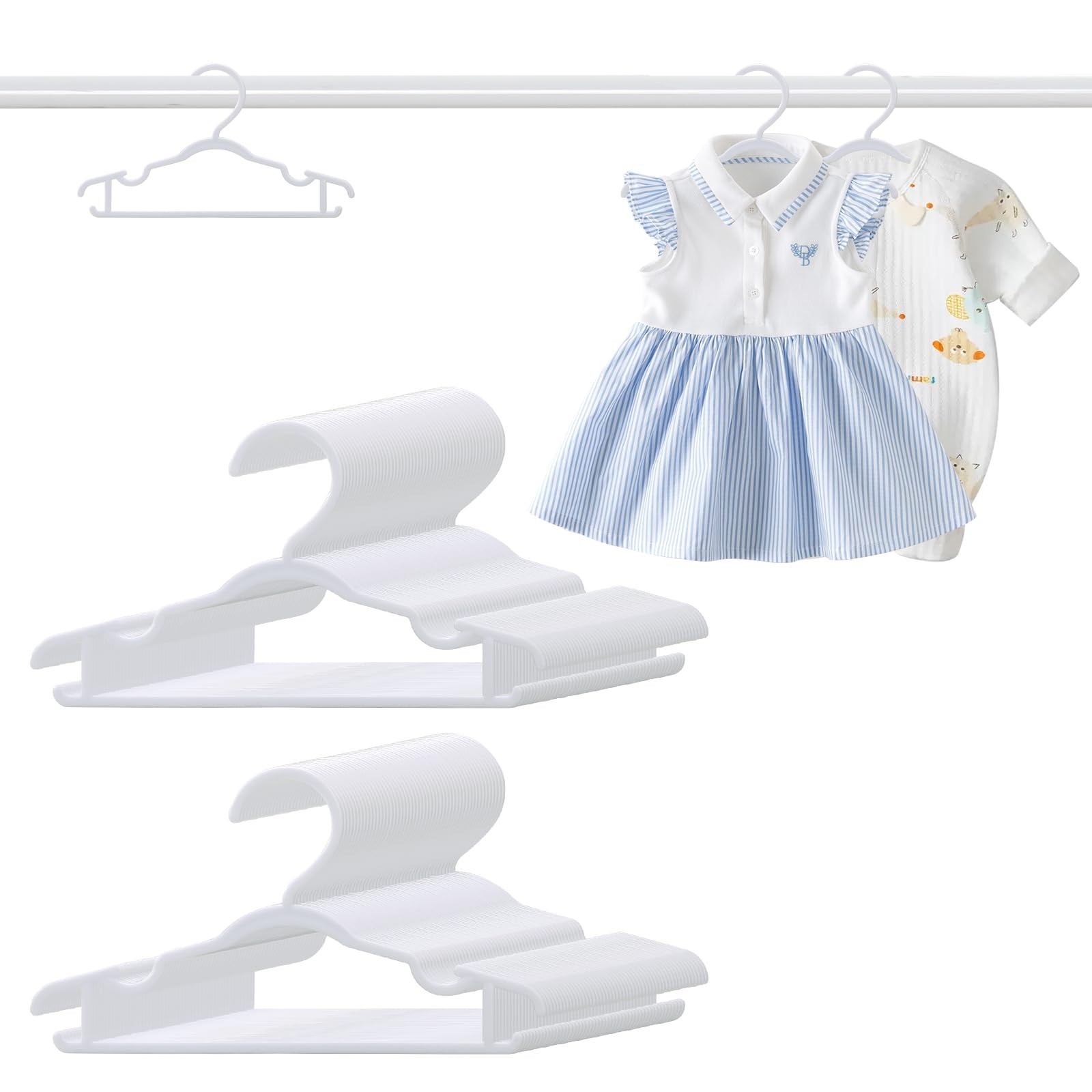 Baby Hangers 100 Pack 10.35 Inch Kids Clothes Hangers White | Plastic Infant ...