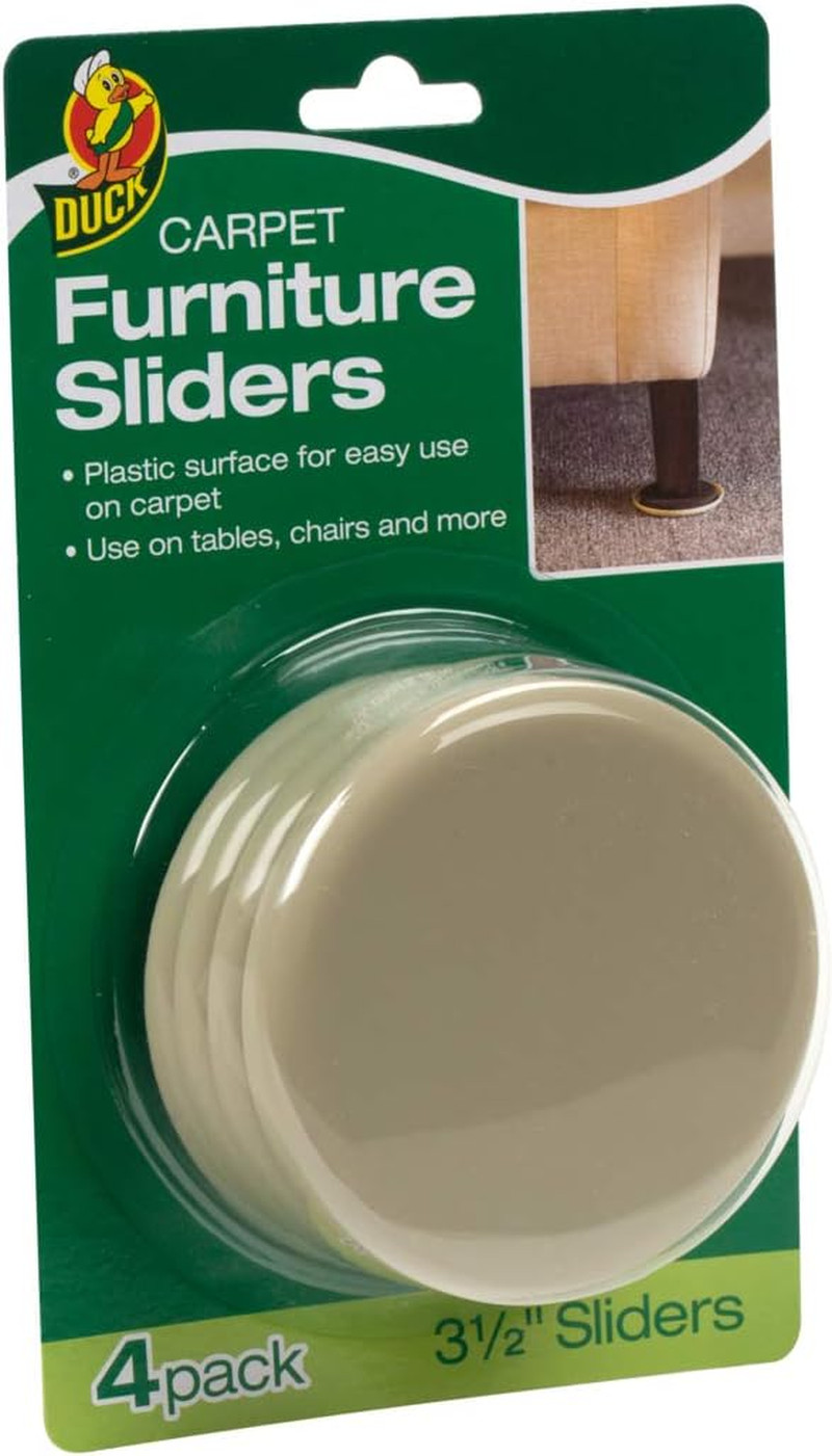 Brand Plastic Carpet Furniture Sliders, 3.5 Inch Width, Round, 4 Pack, Brown (28