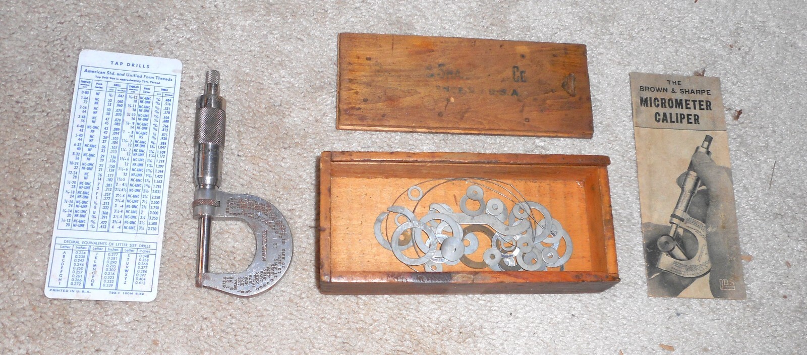 Antique Browne & Sharpe 12 Micrometer Caliper Tool w/ Case As Is