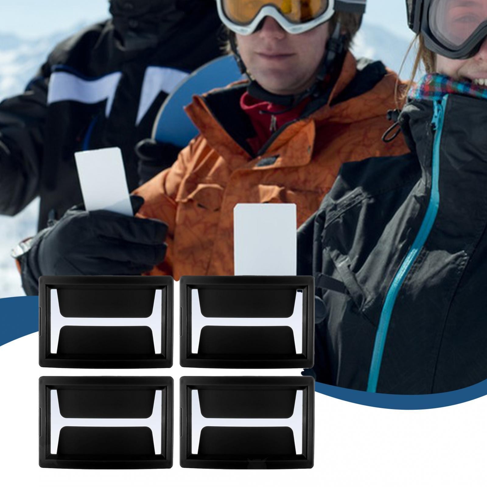 4Pcs Ski Goggle Pass Holders Skiing Pass Clips ID Badge Holders