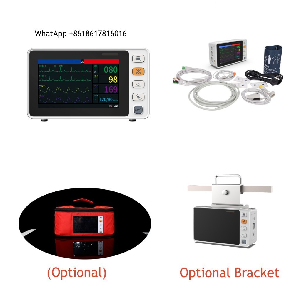 Portable Patient Monitor Vital Signs ICU Machine Touch 5" Optional Bag/Stand/CO2
