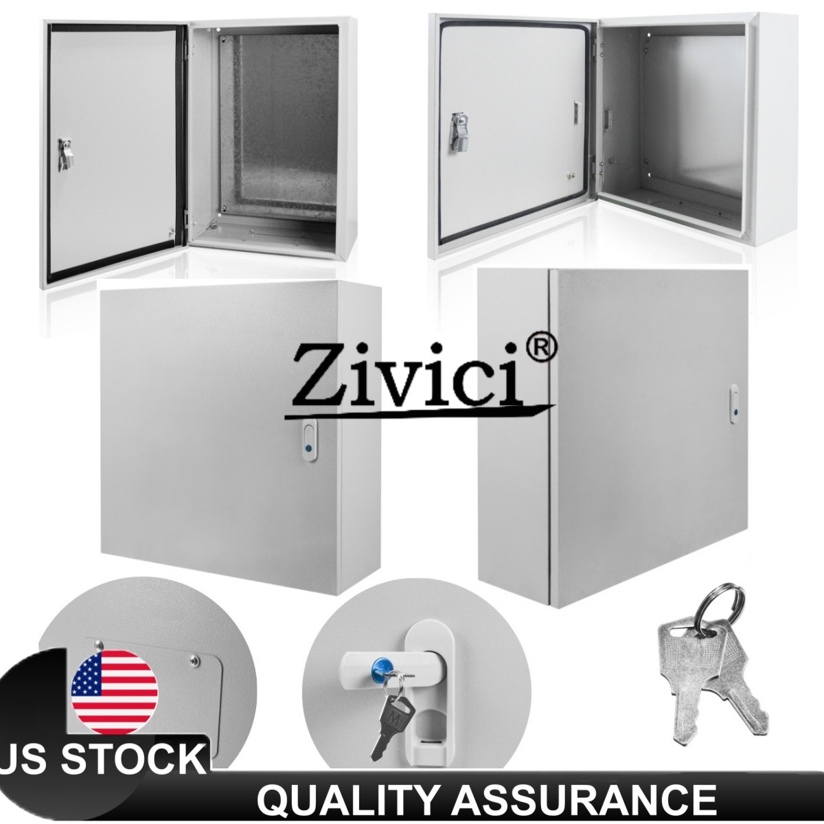 12" 16" 20" 24" Steel Electrical Enclosure IP65 Wall Mount Junction Box Outdoor