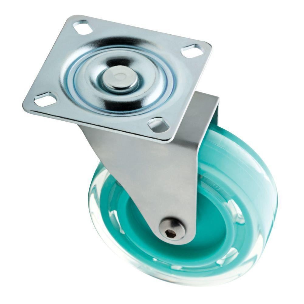 3" Teal Swivel Plate Caster with 110 lb. Load Rating