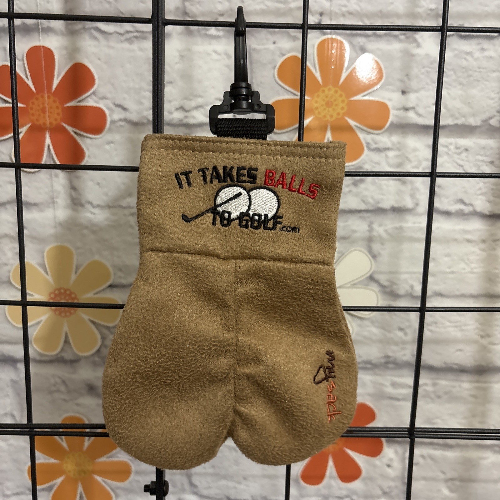 My Sack Portable Suede Golf Ball Sack Beige Novelty Holder