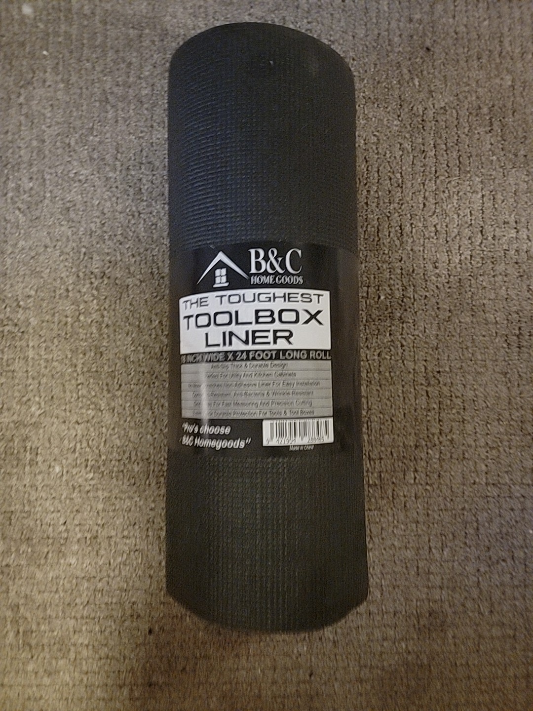 B&C Home Goods NonSlip Tool Box & Drawer Liner Black Adjustable 18 x 24 ft