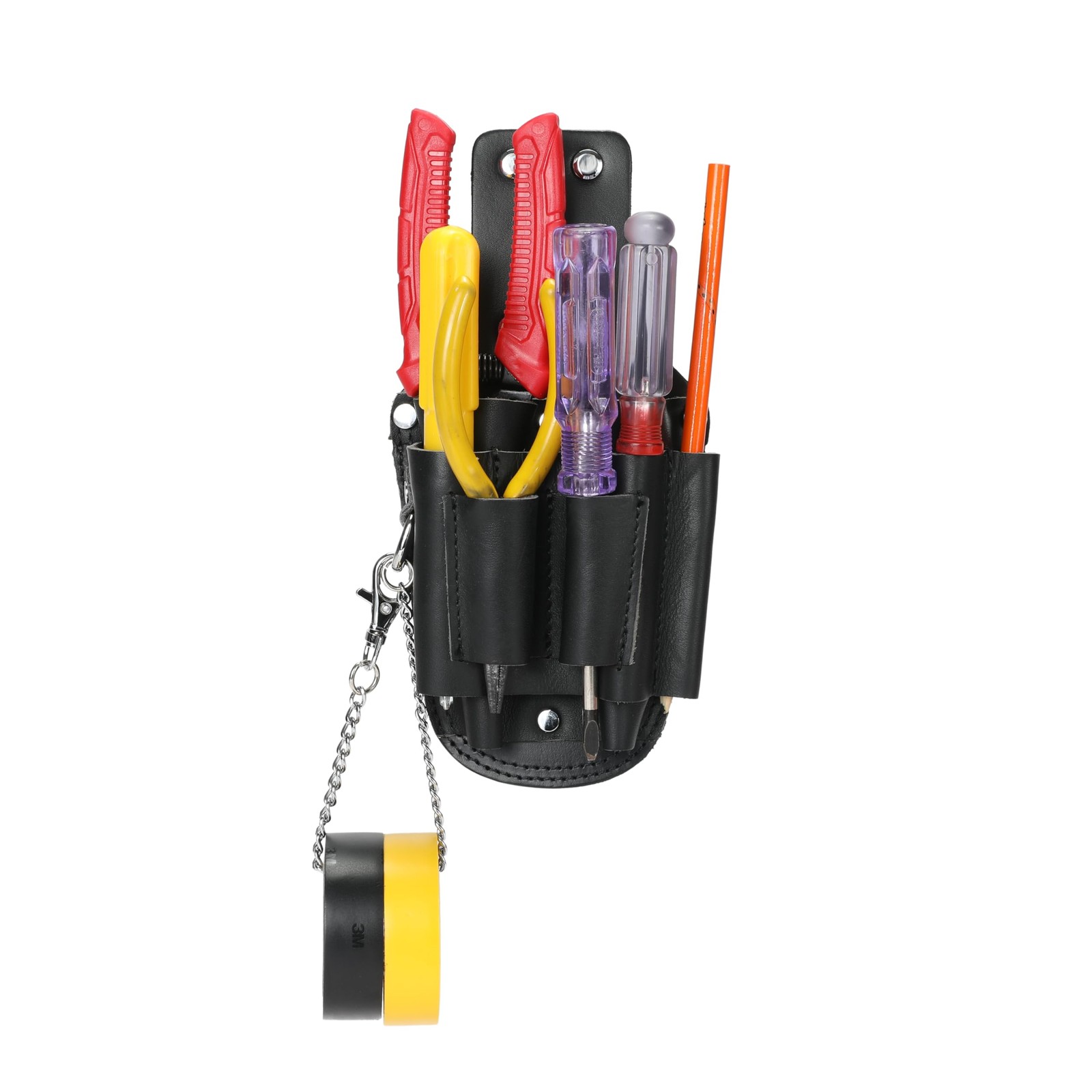Small Tool Pouch, Genuine Leather Electrician Tool Pouch | 7 Pockets with Met...
