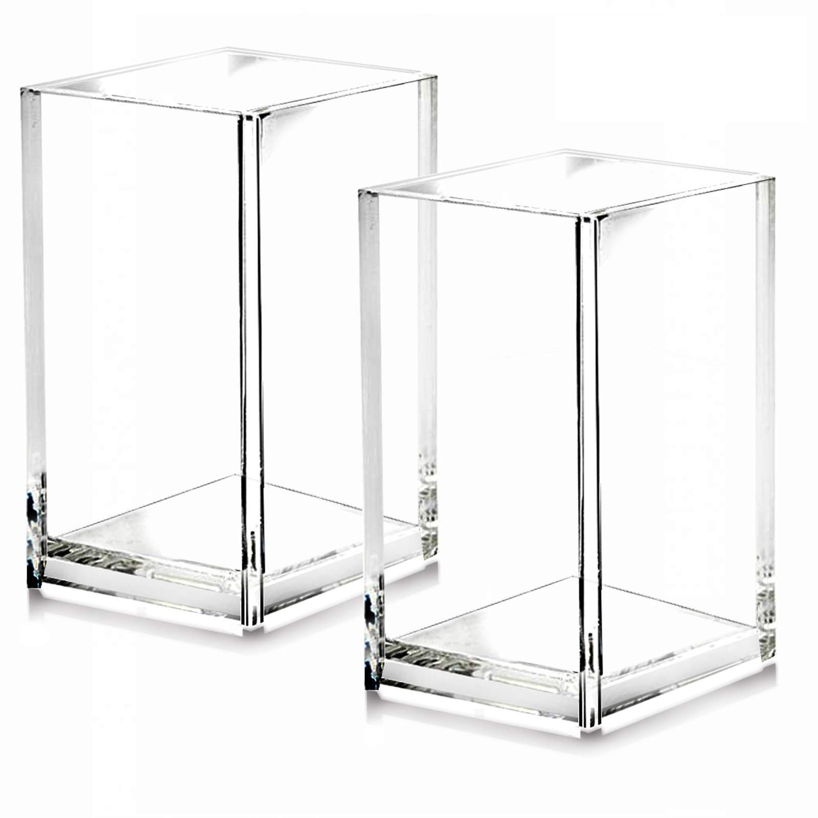 2 Pack Clear Acrylic Pencil Pen Holder Cup,Desk Accessories Holder,Makeup Bru...
