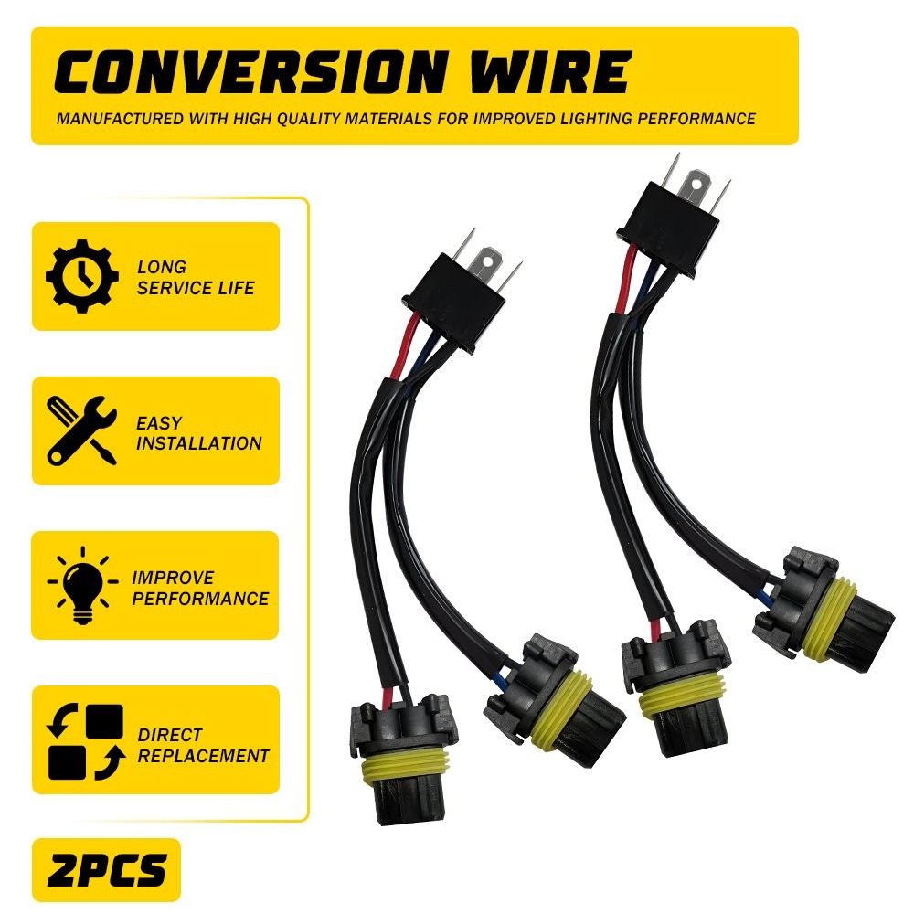 Conversion Wire H6054 to 9005 9006 Two Harness Head Light Bulb Adapter Socket EH