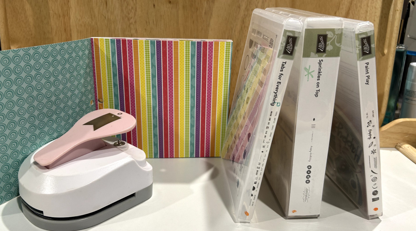 Lot Fiskars Paper Punch Card Stock Stampin Up! Sets Happy Birthday Tag Banner