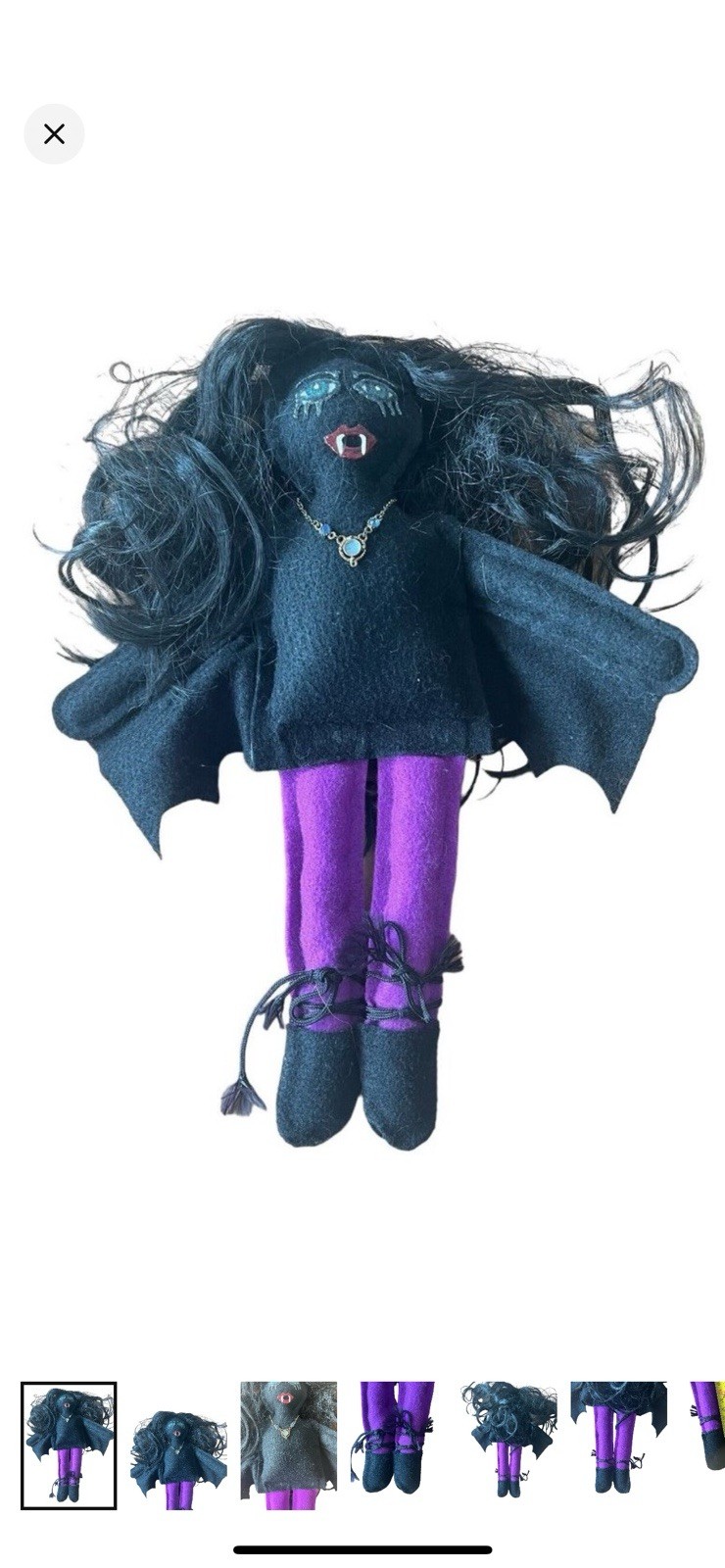 Halloween Vampire Felt Black Vampire Girl Goth Punk 15" With Wings