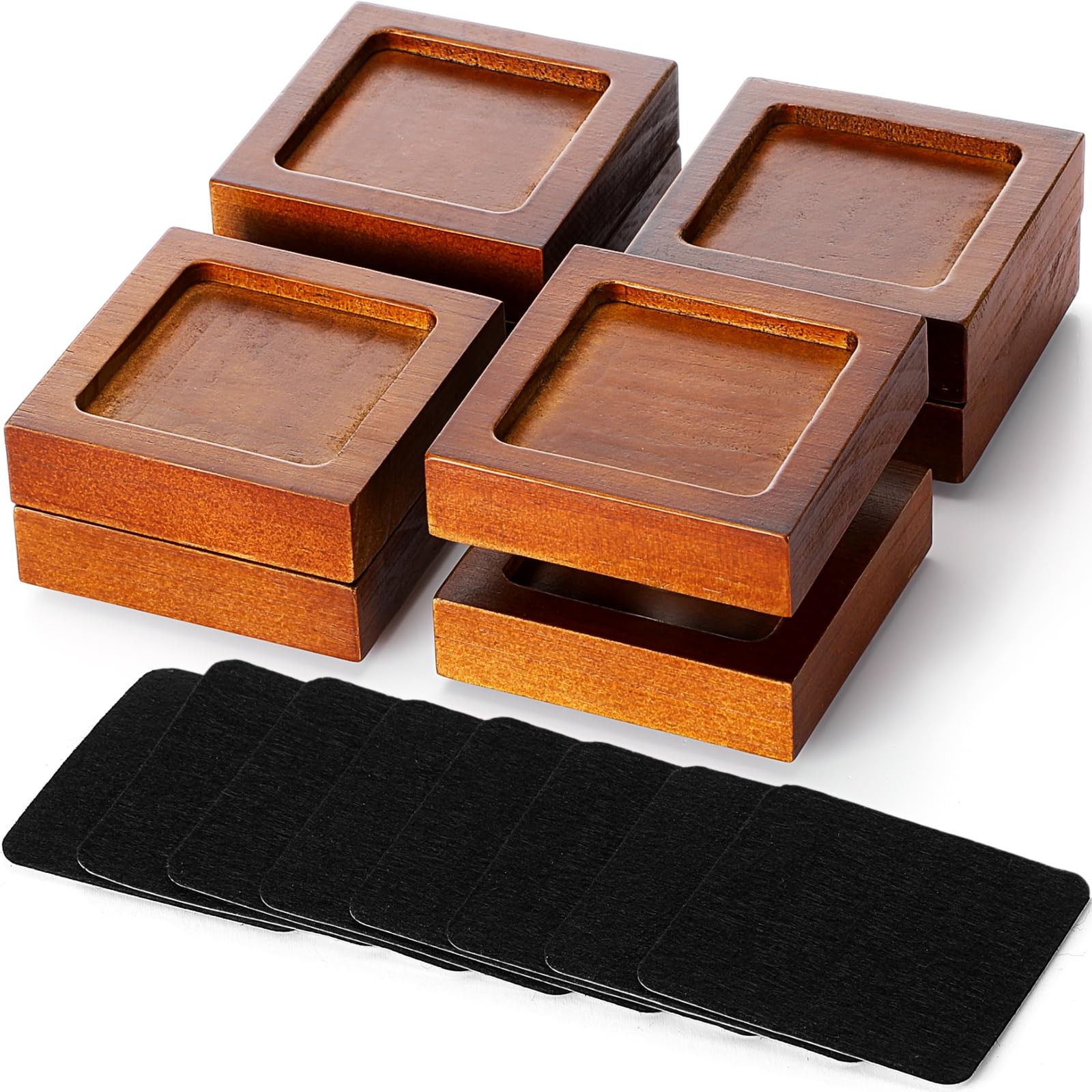 8 Pack Bed Risers Solid Wood Lifts Height Adjustable 1-4 Inch Walnu