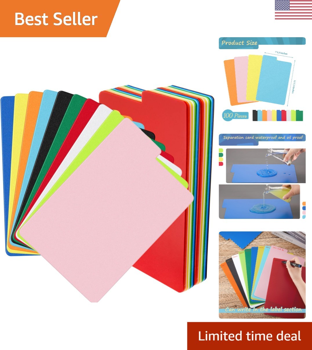 100 Pcs Multicolor Comic Book Dividers - 10 Assorted Colors, 7.25 x 11.25 Inch
