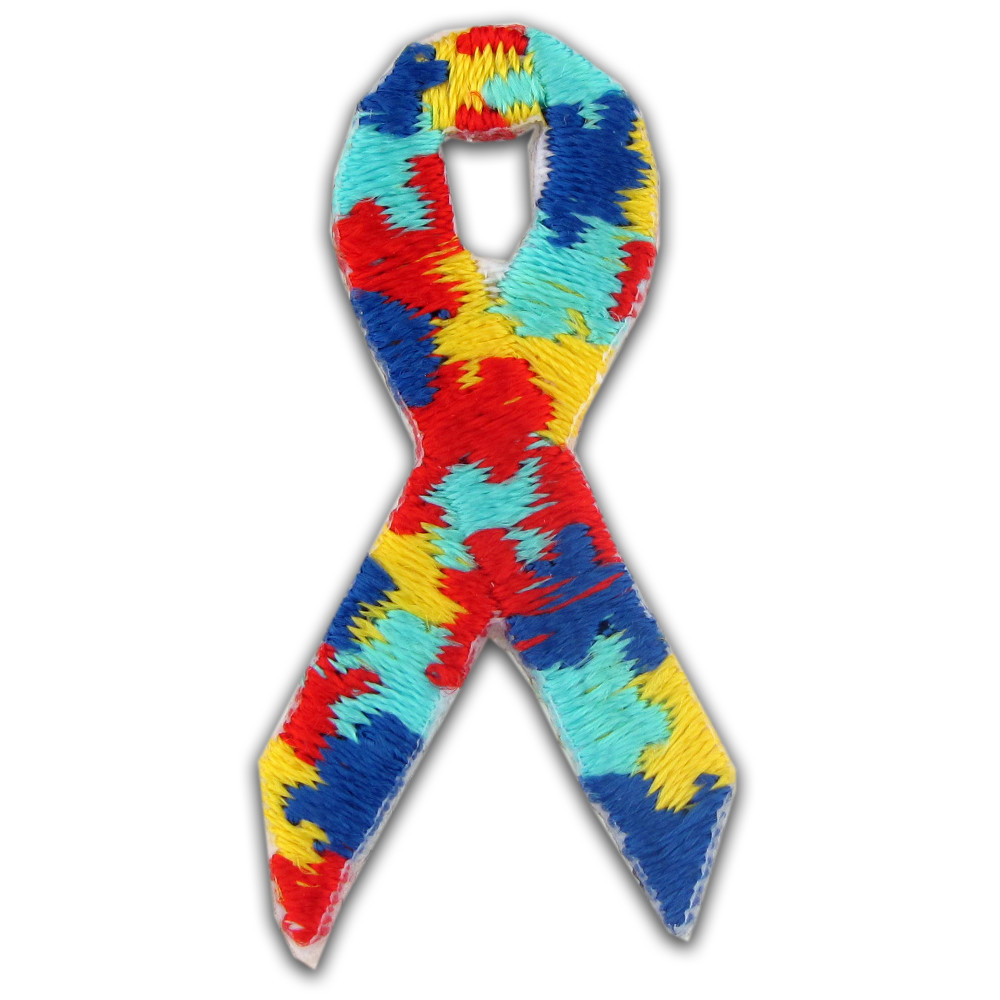 Autism Awareness Ribbon Embroidered Applique Sticker