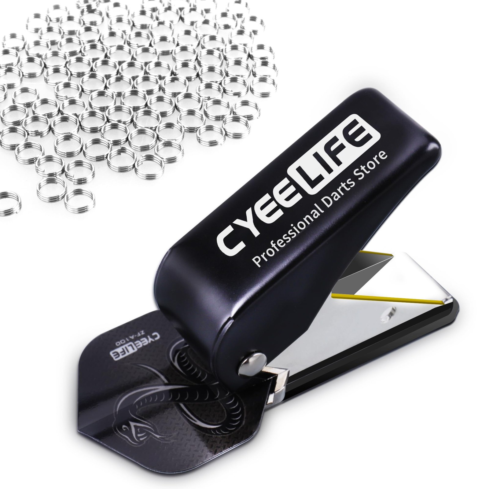 Dart Accessory: Flight Hole Punch Tool with 100 Metal O Rings