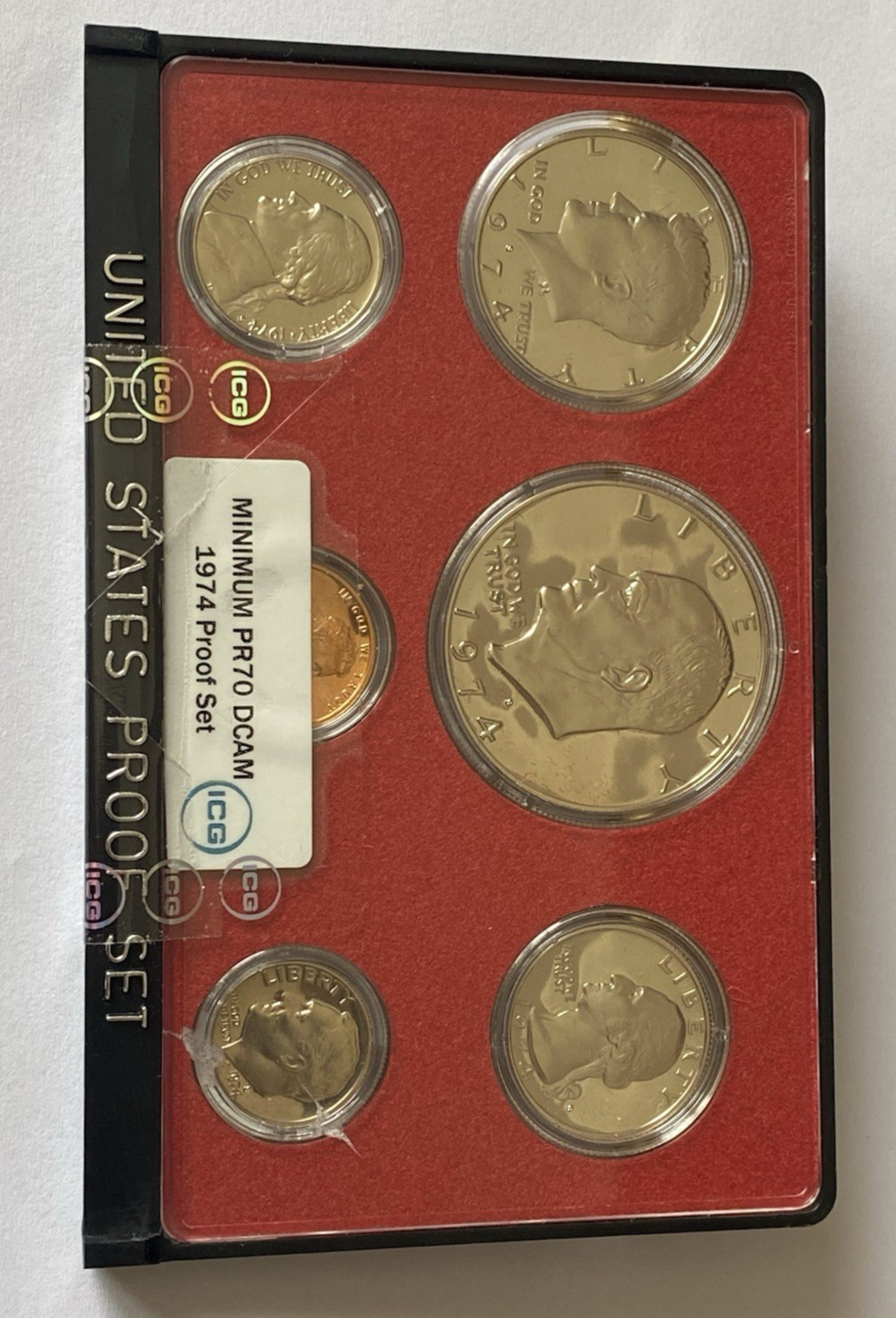 1974-S US Mint Proof Set ICG Graded PR70 DCAM Clad Eisenhower , Kennedy