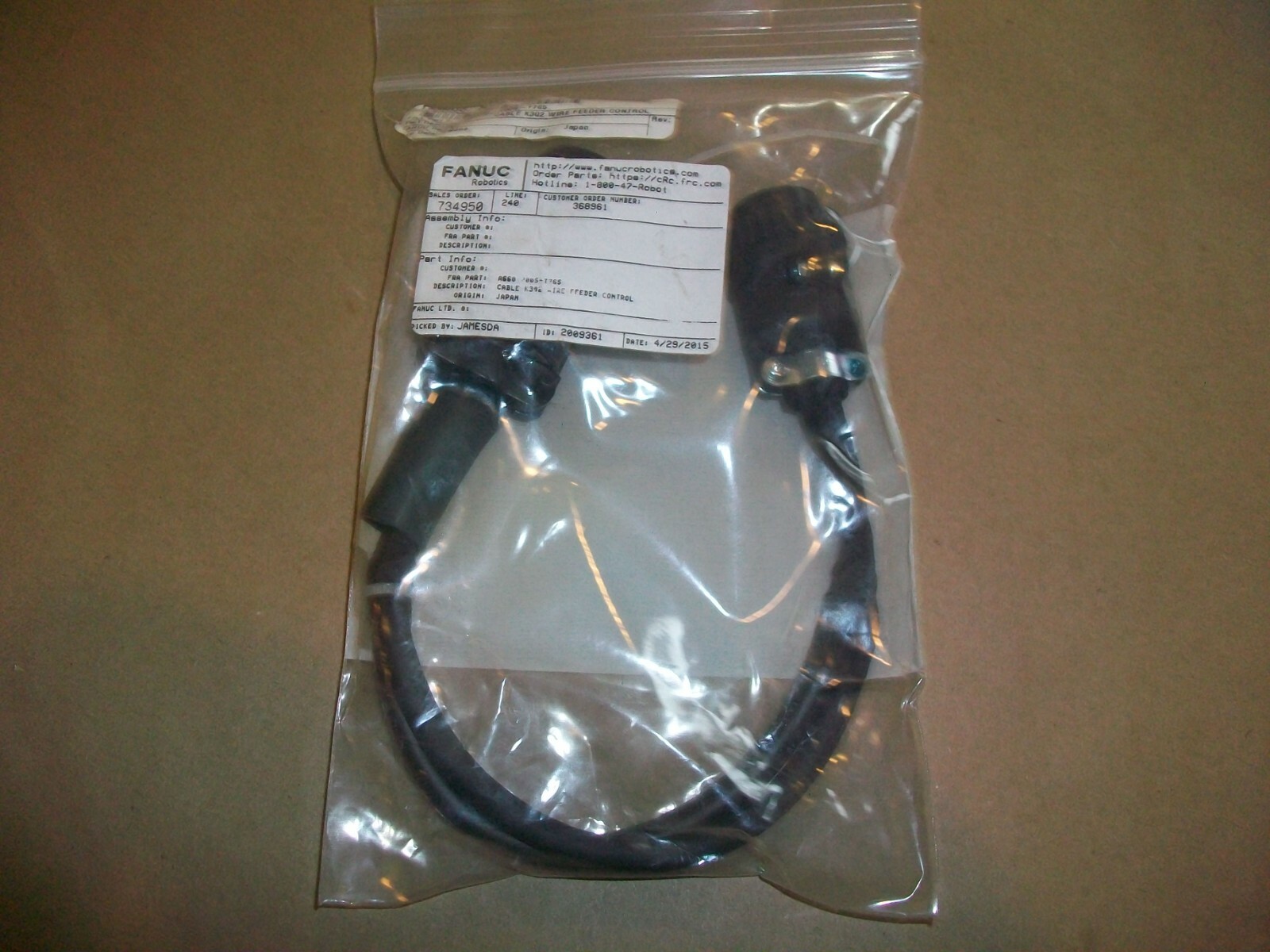Fanuc Robot Wire Feeder Control Cable A660-2005-T765   NEW