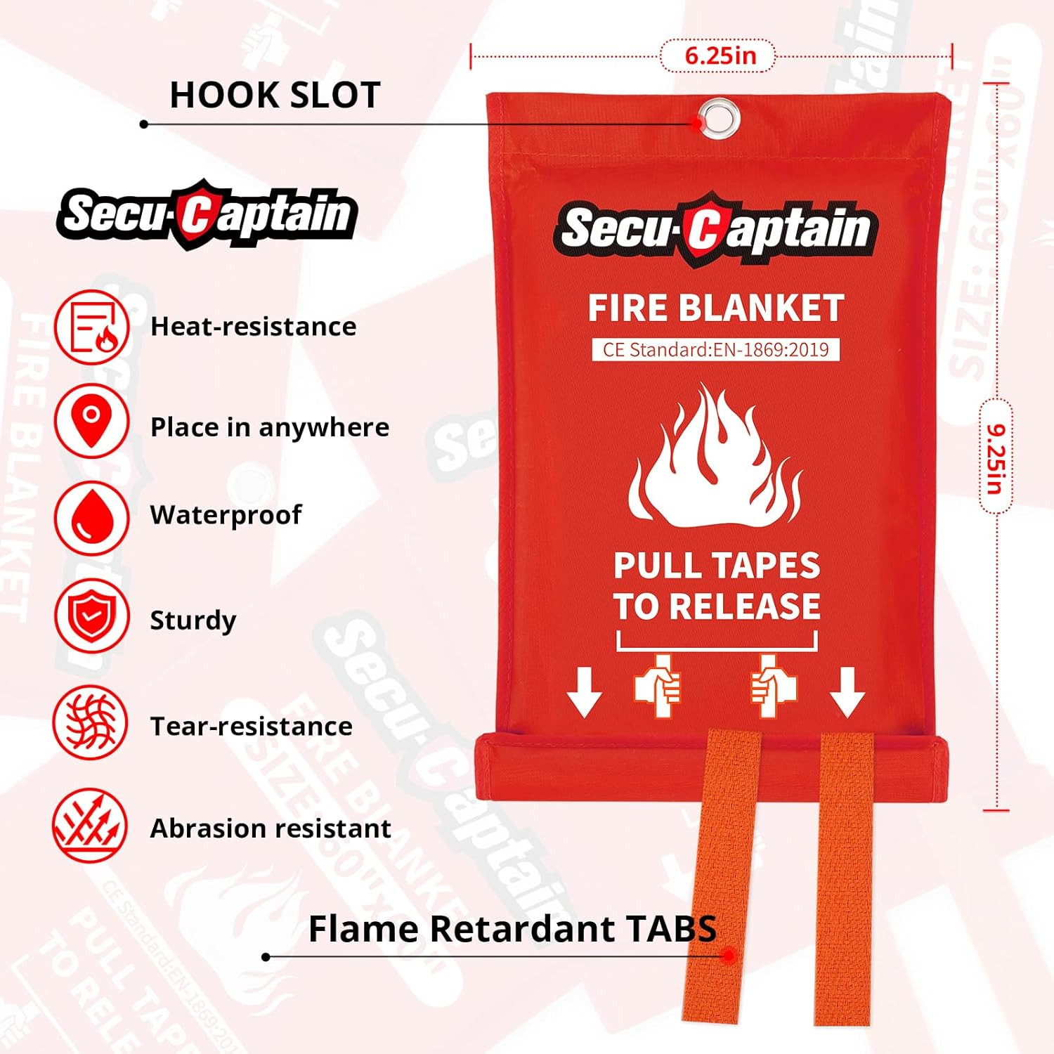 Emergency Fire Blanket for Home and Kitchen - 2 Pack 40"X40" Flame Suppressio...