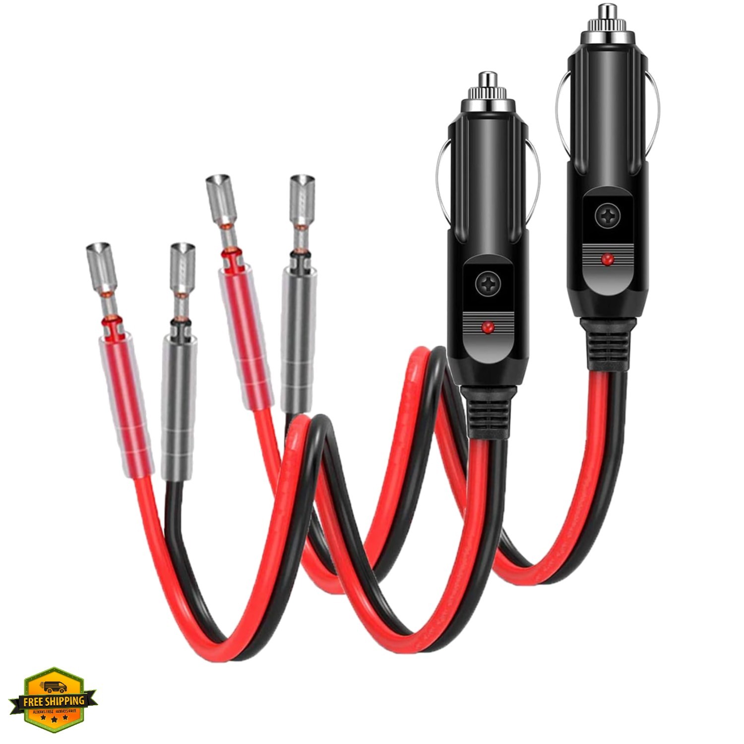 holder 2 Pack 12V Fused Cigarette Lighter Male Plug with Leads & LED Light, 1...