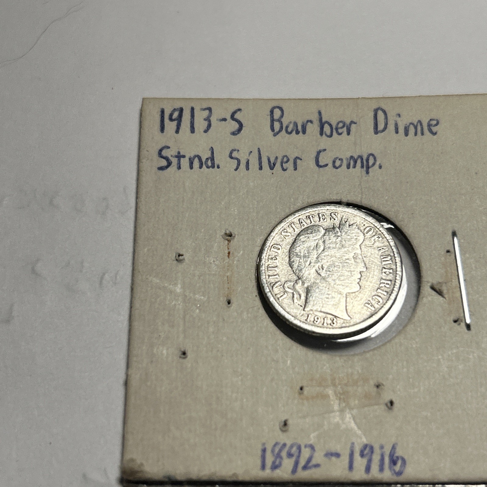 1913-S Barber Dime 10C Silver