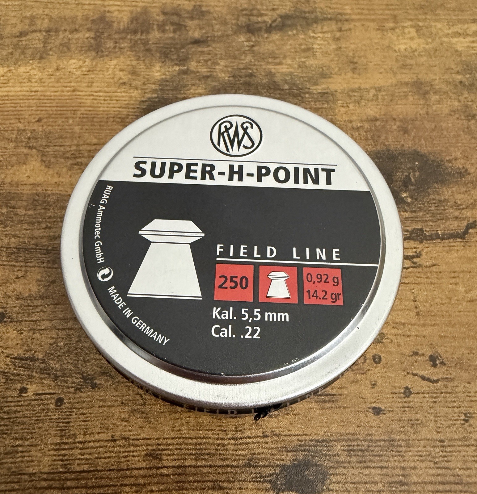 RWS Field Line 250 Count SUPER-H-POINT Hollow Point 5.5mm .22 Caliber Pellets