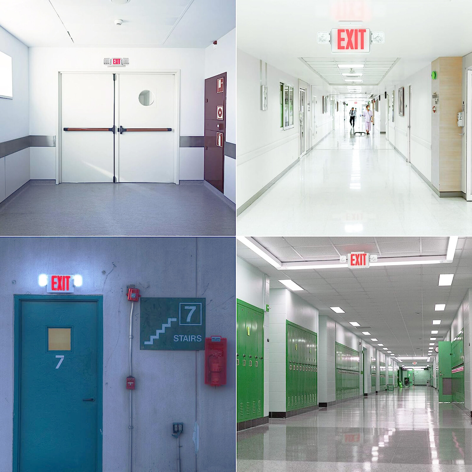 2Pack LED Exit Sign Emergency Light Compact Combo UL listed Battery Backup (red)