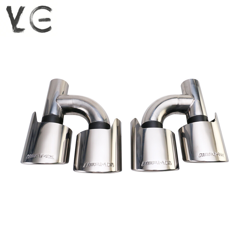 C63 Exhaust Tips AMG For C250 C300 C350 Mercedes W204 W211 C-Class Sliver black