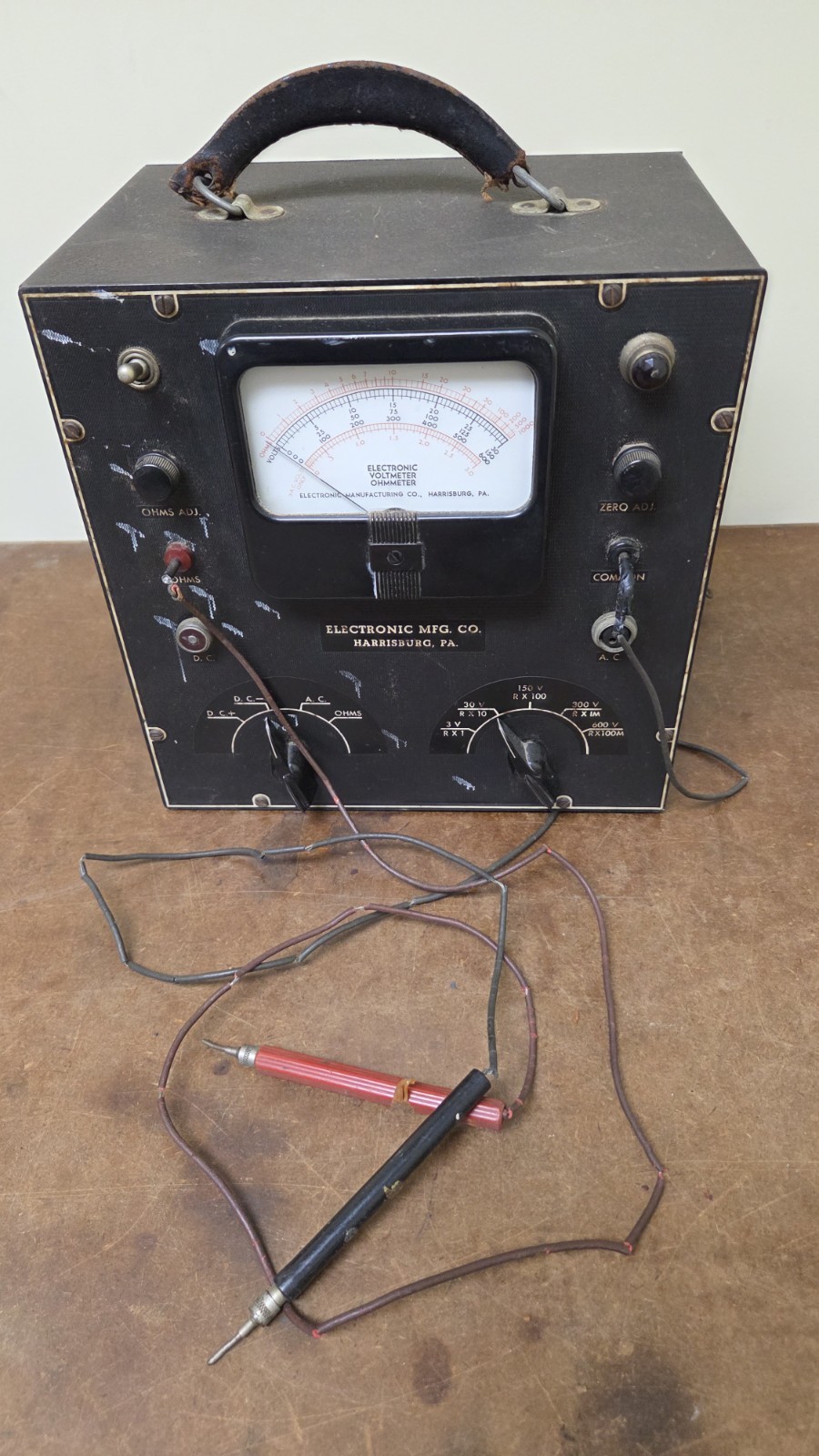 Vintage Electronic Mfg Co Voltmeter Ohmmeter, Not Tested Rare Antique