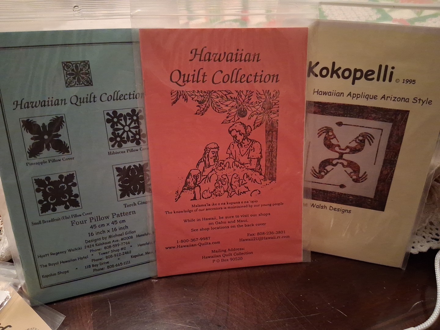 Hawaiian Quilt Collection Pattern Applique Lot Of 3 Pillow Quilt Kokopelli